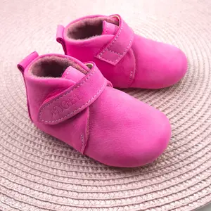 Pantofi de interior pentru copii, piele naturala, talpa din cauciuc antiderapanta, captuseala textila, fuchsia_RO-400-3-24_Pebebe