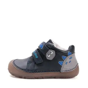 Pantofi din piele naturala, barefoot, talpa flexibila si fluorescenta, monstrulet, negru, D.D.Step_S073-52875B-20_Pebebe