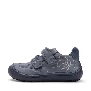 Pantofi din piele naturala pentru copii, barefoot, talpa flexibila, bleumarin, calut, D.D.Step_S063-52564AM-25_Pebebe