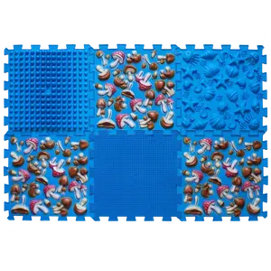 Covoras ortopedic pentru masaj Puzzle "Mix" 6 elemente, Ciupercă albastră_2000000114293_Pebebe