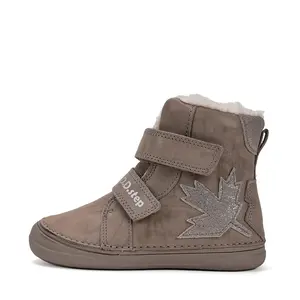 Ghete D.D Step din piele naturala, îmblănite, maro, talpă flexibila,_W078-52149AM-28_Pebebe