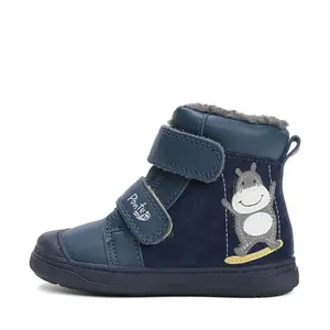 Ghete cu supinatie pentru copii, piele naturala, talpa ferma, captuseala blana ecologica, albastru, Ponte20 - DA07-5-2473A-27-