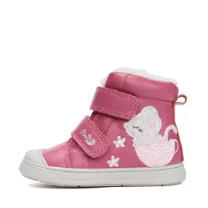 Ghete cu supinatie pentru fete, piele naturala, talpa ferma, captuseala blana ecologica, roz, Ponte20 - DA07-5-2110A-27-