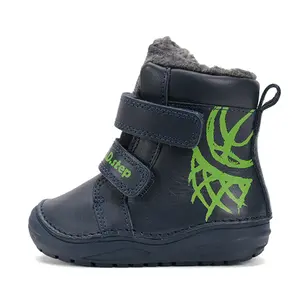 Ghete inalte din piele naturala pentru baieti, D.D.Step, imblanite, bleumarin, desen cos baschet_W071-52577B-20_Pebebe
