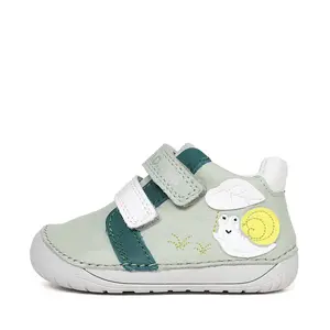Pantofi Barefoot D.D. Step baieti, piele naturala, primii pasi, verde menta, design cu melc_S070-61995B-24_Pebebe