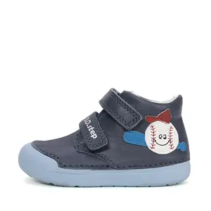 Pantofi D.D. Step baieți, piele naturală, primii pași, talpa felxibilă, Bleumarin, design Baseball_S066-61414-20_Pebebe