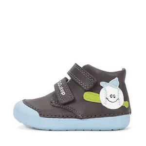 Pantofi D.D. Step baieți, piele naturală, primii pași, talpa felxibilă, gri deschis, design Baseball_S066-61414B-24_Pebebe