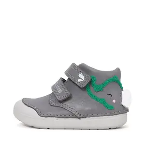 Pantofi D.D. Step baieți, piele naturala, primii pași, talpa felxibilă, gri, design elefant_S066-61158B-21_Pebebe