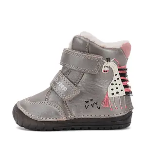 Ghete inalte imblanite D.D.Step, piele naturala, talpa flexibila si fluorsecenta, bronz, argintiu, model cu girafa_W029-52766-24_Pebebe
