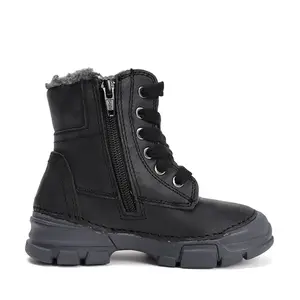 Ghete îmblănite D.D Step, înalte, piele naturală, negru_W056-52456BM-25_Pebebe