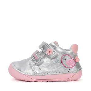 Pantofi Barefoot D.D. Step fete, piele naturala, primii pasi, argintiu_S070-61646-20_Pebebe