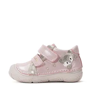 Pantofi D.D Step Fete, piele naturală, captuseală din piele, talpă flexibilă, roz sidef, cu pisicuța_S082-61703F-20_Pebebe