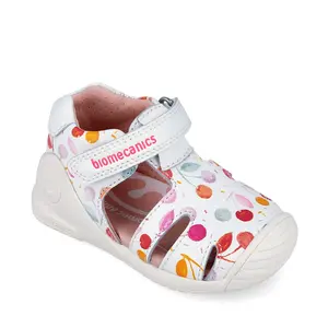 Sandale &Icirc;nchise Biomecanics Biogateo pentru Fetițe, Protecție Degete &ndash; Alb cu Imprimeu Multicolor_262104-B050-19_Pebebe