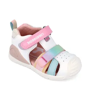 Sandale Biomecanics Biogateo pentru Fetițe &ndash; Alb cu Baretă Curcubeu Pastel_262111-C310-19_Pebebe