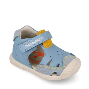 Sandale Biomecanics baieti, Biogateo, Sustinere Calcai, Piele Naturală, Bleu_262130-B862-21_Pebebe