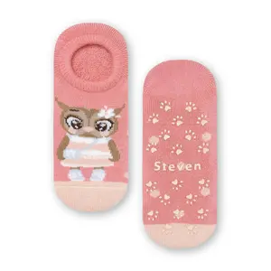 Șosete scurte roz pentru fete, antiderapante (ABS), STEVEN_ZJ024134W_Pebebe