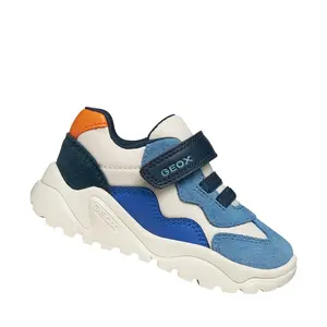 Pantofi Geox Baieti, piele naturala,  brant antibacterian, Geox Respira, Ciufciuf, alb, albastru_B455RB-0FU22-C0652-20_Pebebe