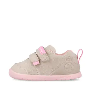 Pantofi Barefoot Biomecanics Wider Canvas cu Dublu Scai - Bej cu Accente Roz_262190-F884-20_Pebebe