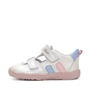 Pantofi D.D.Step copii, barefoot, piele naturala, decupati, primii pași, alb sidef_H077-61288F-24_Pebebe