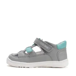 Pantofi D.D.Step copii, barefoot, piele naturala, decupati, primii pași, gri_H077-61979B-21_Pebebe