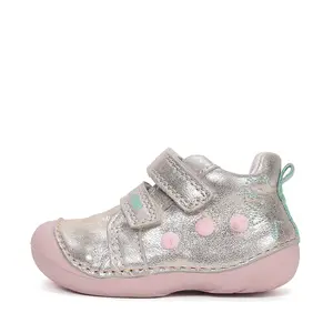 Pantofi D.D. Step fete, primii pasi, piele naturala, talpa flexibila, auriu cu pisică_S015-61267B-24_Pebebe