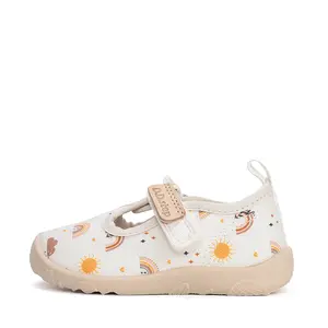 Pantofi de interior pentru copii, decupati, material textil, talpa flexibila, alb, D.D Step_C086-61991A-20_Pebebe