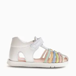Sandale Barefoot fete Pablosky, albe, din piele, cu închidere cu scai_054900-21_Pebebe