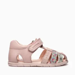 Sandale Barefoot fete Pablosky, piele naturala, roz, închidere cu scai_067170-19_Pebebe