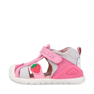 Sandale Biomecanics fete, talpa flexibila, protectie degete, Biogateo Casual, roz cu capsuna_262110-A711-19_Pebebe