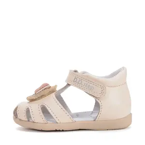 Sandale D.D. Step copii, piele naturala, talpa flexibila, alb unt, caine_G075-61516B-20_Pebebe