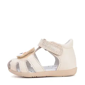 Sandale D.D. Step copii, piele naturala, talpa flexibila, crem, vulpe_G075-61516F-25_Pebebe