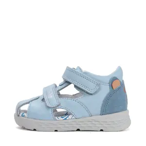 Sandale cu supinatie, Ponte20, piele naturala, ajustare cu 2 barete, albastru deschis, design cu ursulet_DA05-6-1256-22_Pebebe