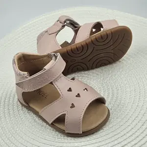 Sandale din piele naturala, talpa flexibila, barefoot, roz pudra_RO-800-1-18_Pebebe