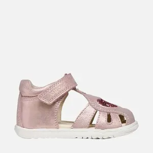 Sandale fete Geox, piele naturala, Macchia, Roz cu inimioara_B654WA-0MAEW-C8172-24_Pebebe