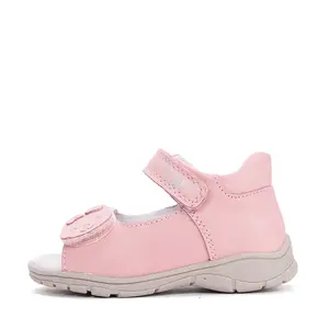 Sandale cu supinatie, piele naturala, v&acirc;rf deschis, roz cu ursulet , Ponte20_DA05-6-1845B-23_Pebebe