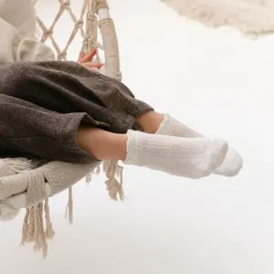 Șosete ecru până la gleznă pentru fete, cu model, STEVEN_ZH016004W_Pebebe