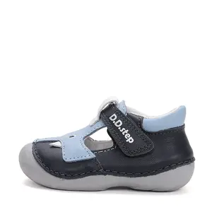 Pantofi baieti, piele naturala, decupati, primii pași, bleumarin cu elefant, D.D. Step_H015-61484-19_Pebebe
