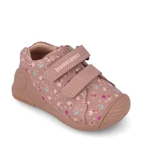 Pantofi Biomecanics, fete, piele naturala, Biogateo Casual, roz print inimioare_261102-B159-19_Pebebe