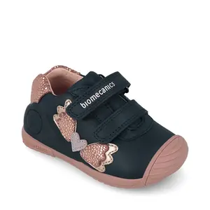 Pantofi Biomecanics fete, piele naturala, Biogateo Casual, bleumarin cu fluturas_261104-A183-19_Pebebe