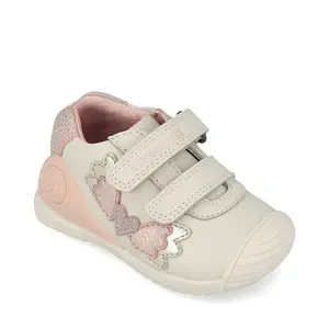 Pantofi Biomecanics fete, piele naturala, Biogateo Casual, crem cu fluturas_261104-C695-19_Pebebe