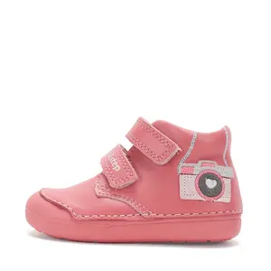 Pantofi D.D.Step fete, piele naturală, primii pași, roz, talpă flexibilă, model aparat foto_S066-62216D-20_Pebebe