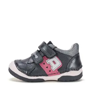 Pantofi DD Step fete, piele naturală, cu suținere, talpa flexibila, gri sidef_S038-62241C-19_Pebebe