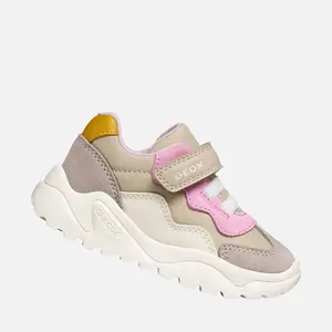 Pantofi Geox fete, piele naturala, brant antibacterian, Geox Respira, Ciufciuf, bej, roz_B455QB-0FU22-C5378-21_Pebebe