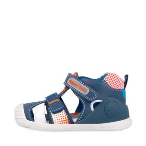 Sandale Biomecanics baieti, talpa flexibila, protectie degete, Biogateo Casual, albastru_262124-A556-20_Pebebe