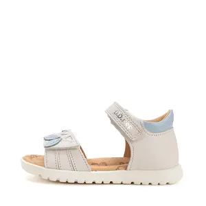 Sandale D.D Step fete, piele naturala, talpa felxibila, alb cu imprimeu_G055-61642L-32_Pebebe