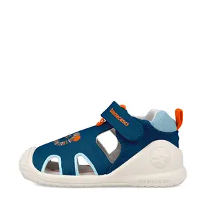 Sandale copii Biomecanics, material textil, talpa flexibila, protectie degete, Biogateo Canvas, denim cu imprimeu_262185-A556-19_Pebebe