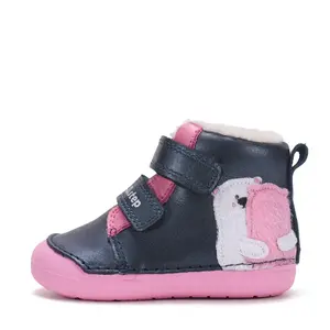 Ghete D.D.Step fete, piele naturala, imblanite, bleumarin sidef, model cu Urs polar_W066-62479D-23_Pebebe