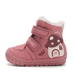 Ghete D.D.Step imblanite, fete, piele naturala, talpa flexibila, roz, model cu casuta_W029-62116B-19_Pebebe