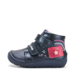 Ghete D.D Step, Barefoot, Fete, talpa fluorescenta, piele naturala, captuseala textila, bleumarin sidef_ A116-62403A-22_Pebebe