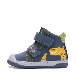 Ghete Ponte20 baieti, piele naturala, supinatie 5 mm, sustinere calcai, bleumarin, model cu dinozaur_DA06-6-2265A-22_Pebebe